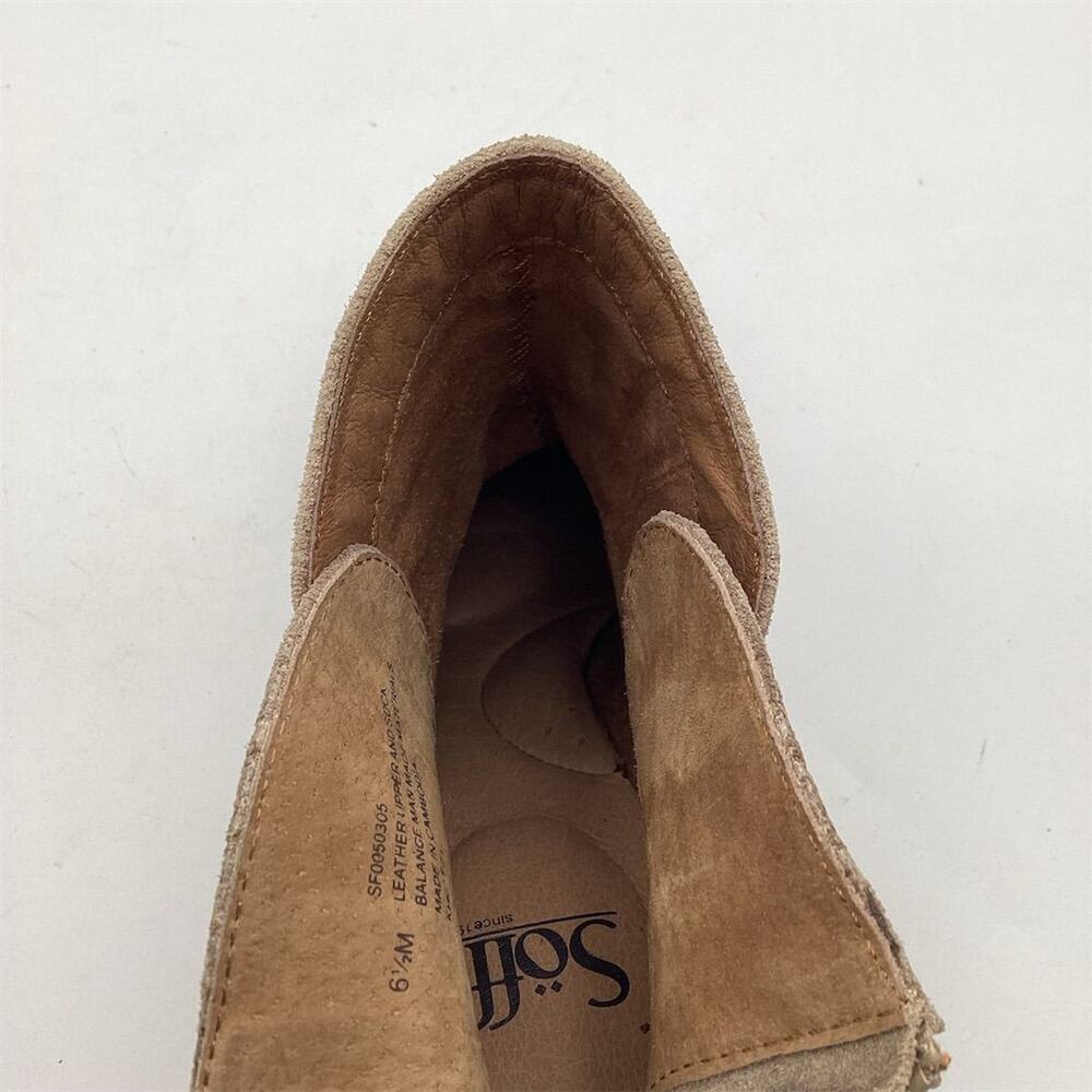 Söfft Tayton II Women's Beige Ankle Booties Size 6.5 Ruched Croc Trim - Picture 5 of 11
